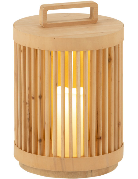 Lampe à poser Led Japandi chic H 36 cm Bois de sapin Naturel Hikari 