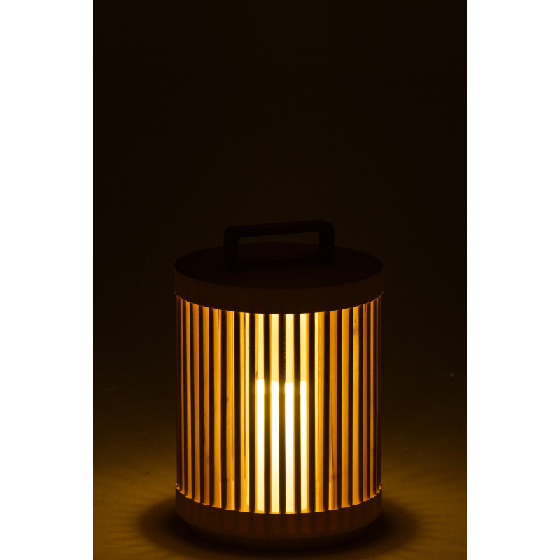 Lampe à poser Led Japandi chic H 36 cm Bois de sapin Naturel Hikari 