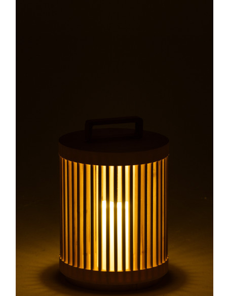 Lampe à poser Led Japandi chic H 36 cm Bois de sapin Naturel Hikari 