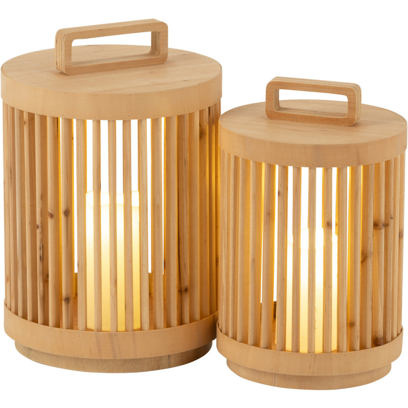 Lampe à poser Led Japandi chic H 36 cm Bois de sapin Naturel Hikari 