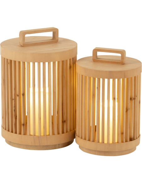 Lampe à poser Led Japandi chic H 36 cm Bois de sapin Naturel Hikari 