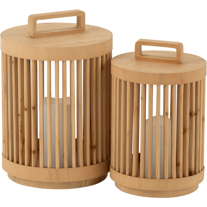 Lampe à poser Led Japandi chic H 36 cm Bois de sapin Naturel Hikari 