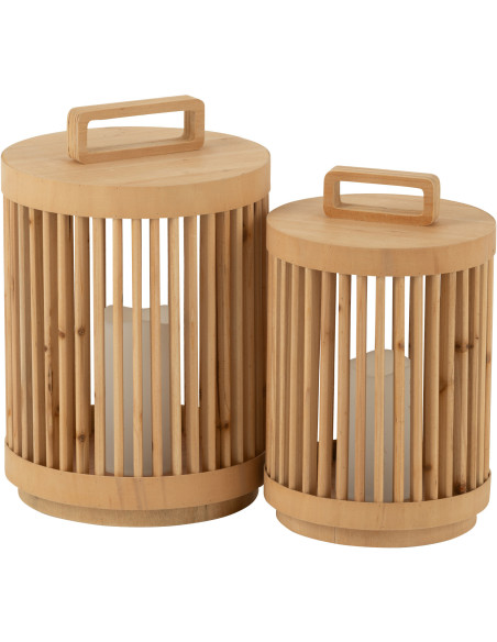 Lampe à poser Led Japandi chic H 36 cm Bois de sapin Naturel Hikari 