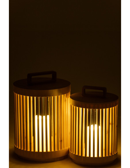 Lampe à poser Led Japandi chic H 36 cm Bois de sapin Naturel Hikari 