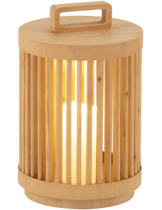 Lampe à poser Led Japandi chic H 32 cm Bois de sapin Naturel Hikari 