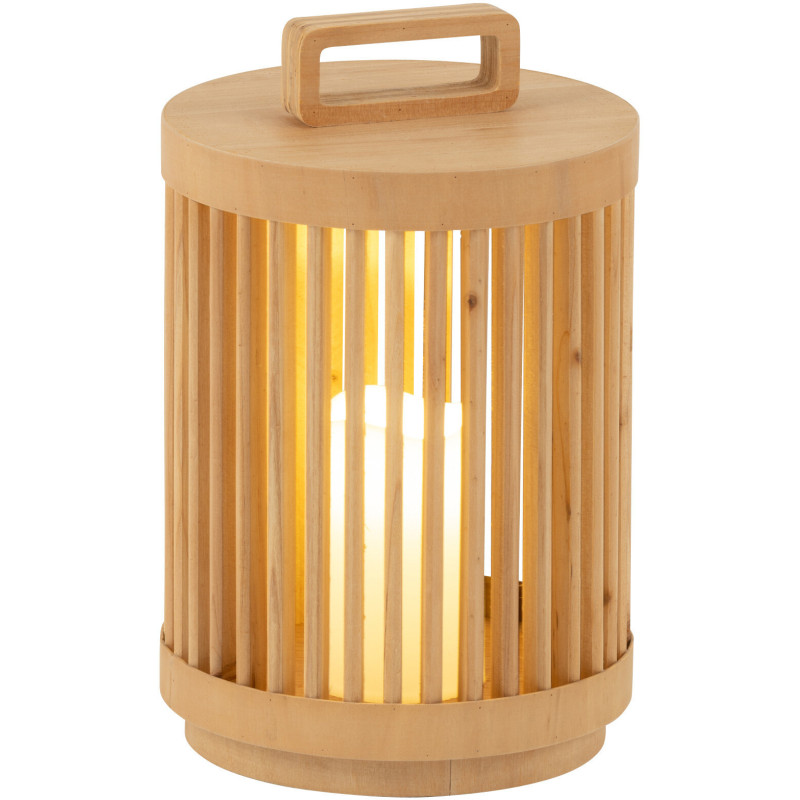 Lampe à poser Led Japandi chic H 32 cm Bois de sapin Naturel Hikari 