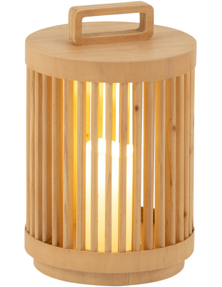 Lampe à poser Led Japandi chic H 32 cm Bois de sapin Naturel Hikari 