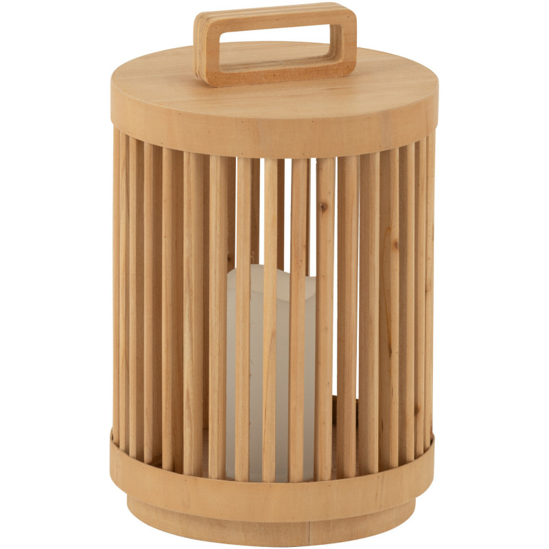 Lampe à poser Led Japandi chic H 32 cm Bois de sapin Naturel Hikari 