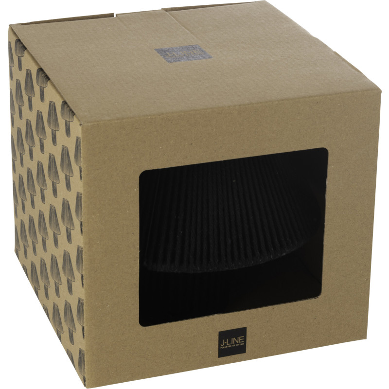 Lampe à poser Led ethnique chic Champignon H 18 cm Coton Noir Tressé Métal Shory 