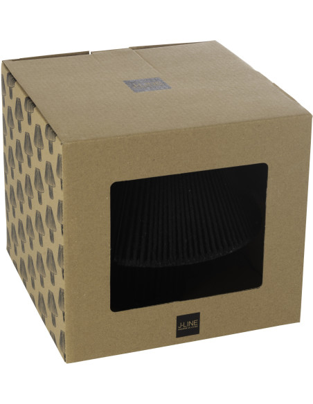 Lampe à poser Led ethnique chic Champignon H 18 cm Coton Noir Tressé Métal Shory 