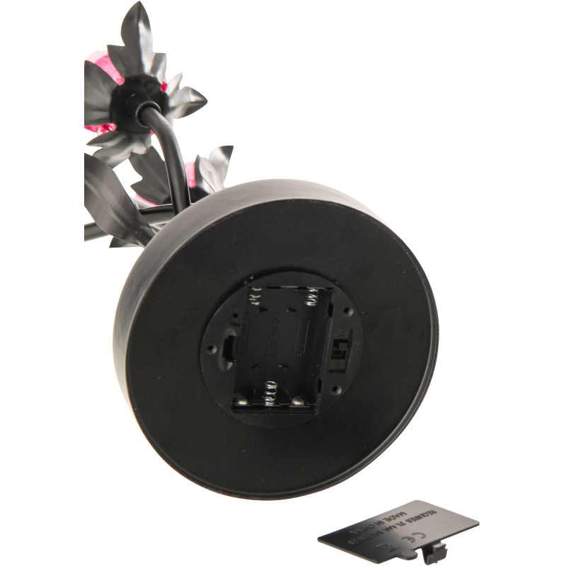 Lampe à poser Led design 3 Fleurs H 36 cm Verre Rose Métal Noir Floréssana 