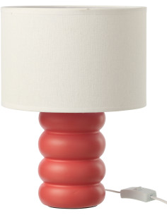 Lampe à poser design Pop H 31 cm Céramique Rouge Lin Beige Eva 