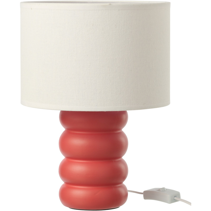 Lampe à poser design Pop H 31 cm Céramique Rouge Lin Beige Eva 