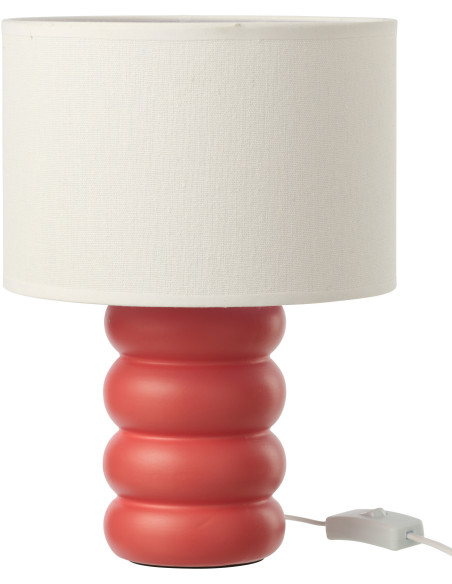 Lampe à poser design Pop H 31 cm Céramique Rouge Lin Beige Eva 