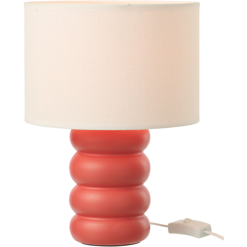 Lampe à poser design Pop H 31 cm Céramique Rouge Lin Beige Eva 