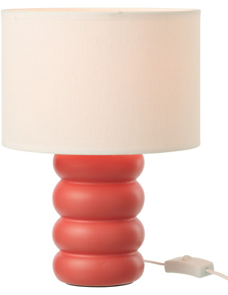 Lampe à poser design Pop H 31 cm Céramique Rouge Lin Beige Eva 