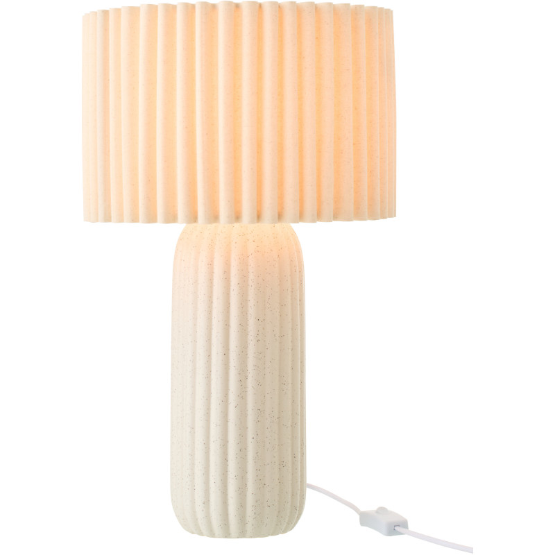Lampe à poser design néo art déco H 50 cm Céramique Blanc cassé Tissu Beige Plissara J-Line - 3