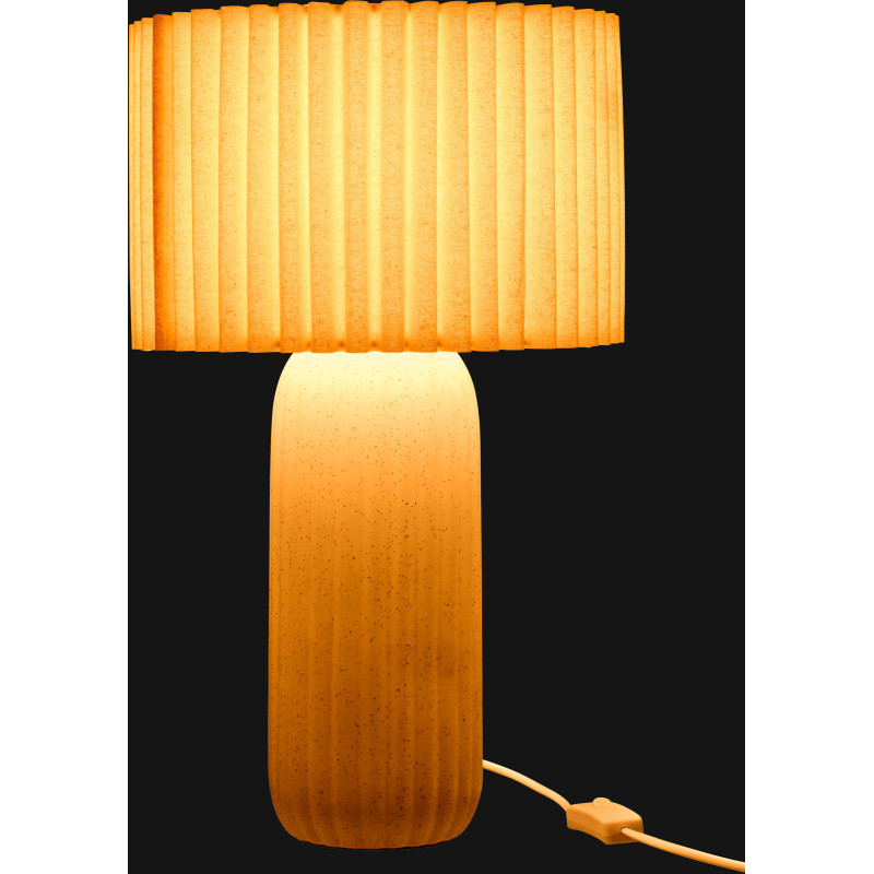 Lampe à poser design néo art déco H 50 cm Céramique Blanc cassé Tissu Beige Plissara J-Line - 4