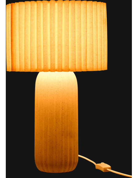 Lampe à poser design néo art déco H 50 cm Céramique Blanc cassé Tissu Beige Plissara J-Line - 4