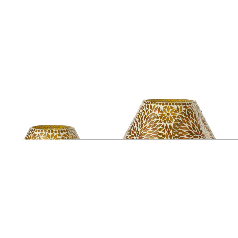 Lampe à poser Champignon style méditerranéen H 29 cm Verre Orange foncé Marron Mosaïque Motif fleurs Solmosa 