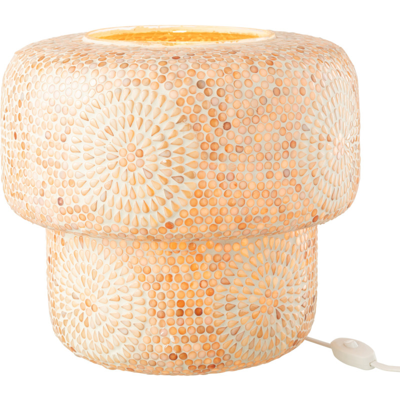 Lampe à poser Champignon style bord de mer H 30 cm Verre Beige Blanc Mosaïque Corallia 