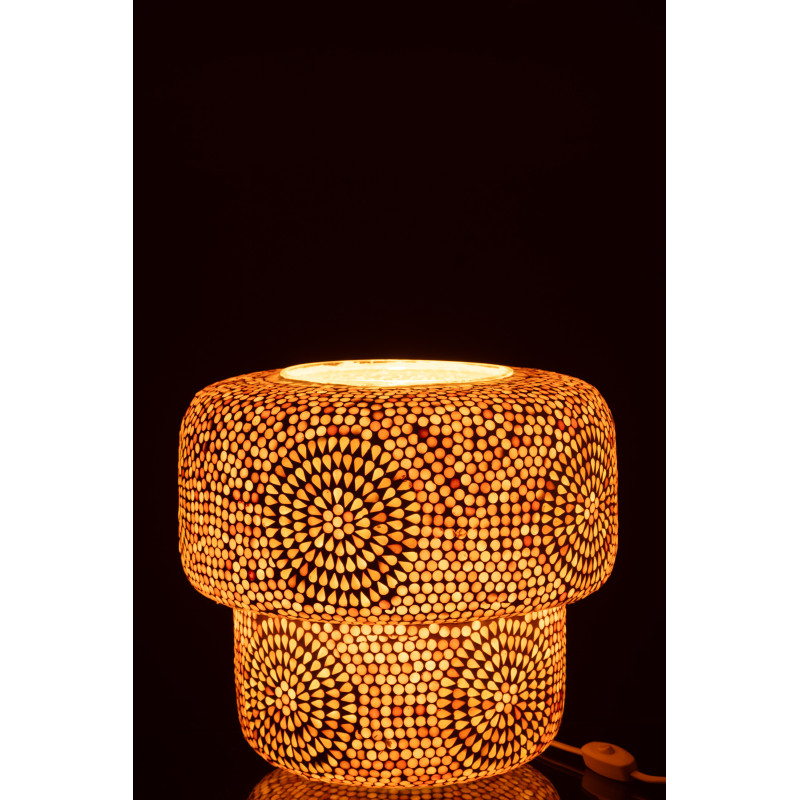 Lampe à poser Champignon style bord de mer H 30 cm Verre Beige Blanc Mosaïque Corallia 