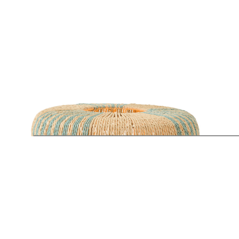 Lampe à poser bohème cylindre H 39 cm Corde Naturel Turquoise Tressé Métal Linéora 