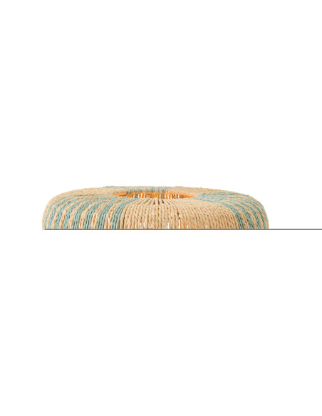 Lampe à poser bohème cylindre H 39 cm Corde Naturel Turquoise Tressé Métal Linéora 