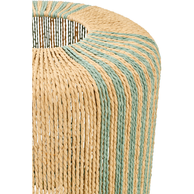 Lampe à poser bohème cylindre H 39 cm Corde Naturel Turquoise Tressé Métal Linéora 