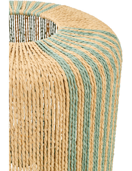 Lampe à poser bohème cylindre H 39 cm Corde Naturel Turquoise Tressé Métal Linéora 