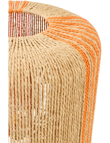 Lampe à poser bohème cylindre H 39 cm Corde Naturel Orange Tressé Métal Linéora 