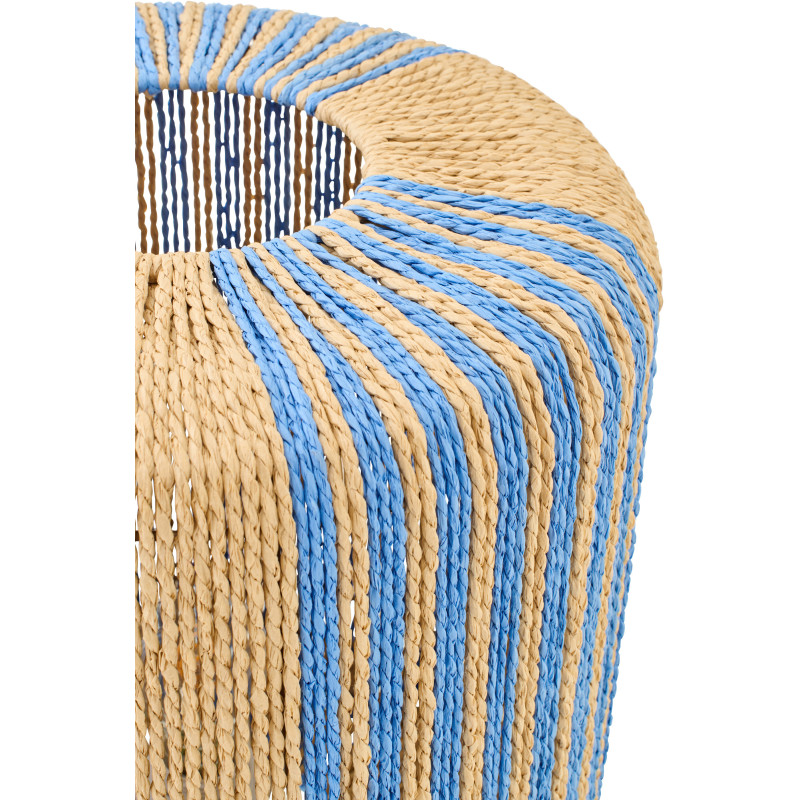 Lampe à poser bohème cylindre H 39 cm Corde Naturel Bleu Tressé Métal Linéora 