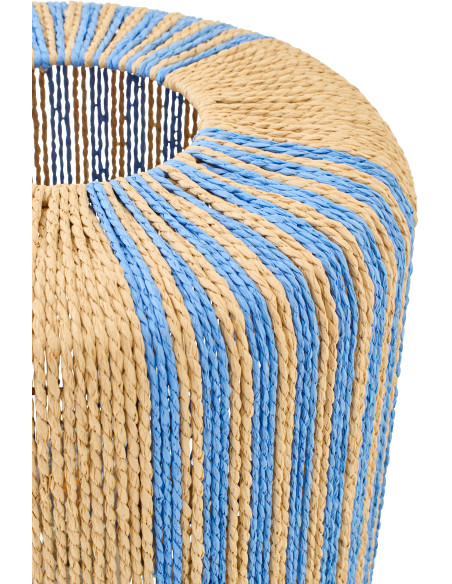 Lampe à poser bohème cylindre H 39 cm Corde Naturel Bleu Tressé Métal Linéora 