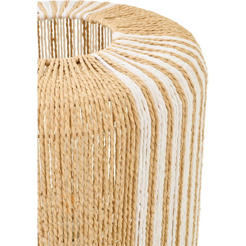 Lampe à poser bohème cylindre H 39 cm Corde Naturel Blanc Tressé Métal Linéora 