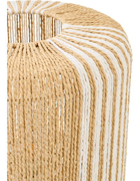 Lampe à poser bohème cylindre H 39 cm Corde Naturel Blanc Tressé Métal Linéora 
