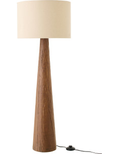 Lampadaire sur pied style ethnique chic H 102 cm Céramique Marron foncé Effet bois Tissu Beige Tevera 