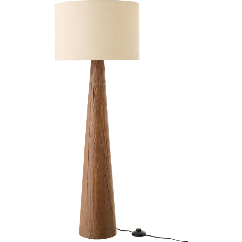 Lampadaire sur pied style ethnique chic H 102 cm Céramique Marron foncé Effet bois Tissu Beige Tevera 