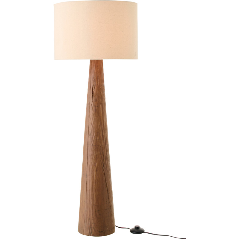 Lampadaire sur pied style ethnique chic H 102 cm Céramique Marron foncé Effet bois Tissu Beige Tevera 