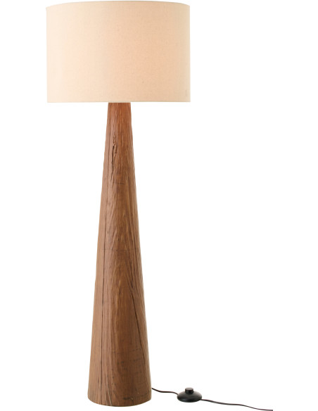 Lampadaire sur pied style ethnique chic H 102 cm Céramique Marron foncé Effet bois Tissu Beige Tevera 