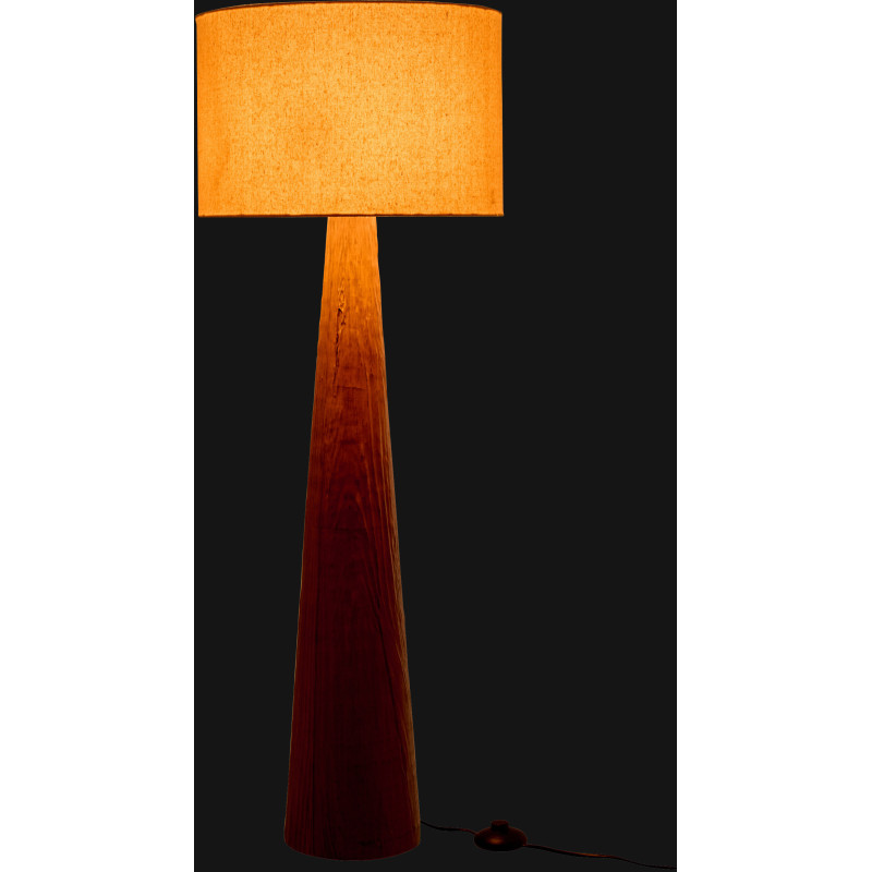 Lampadaire sur pied style ethnique chic H 102 cm Céramique Marron foncé Effet bois Tissu Beige Tevera 