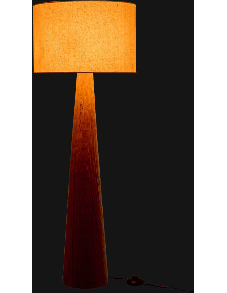 Lampadaire sur pied style ethnique chic H 102 cm Céramique Marron foncé Effet bois Tissu Beige Tevera 