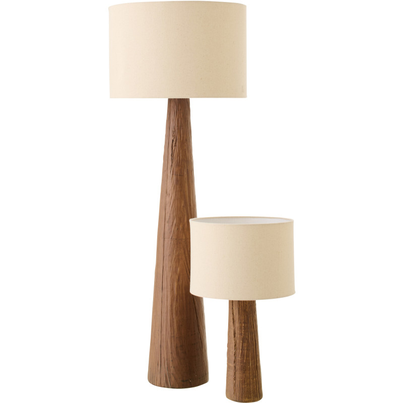 Lampadaire sur pied style ethnique chic H 102 cm Céramique Marron foncé Effet bois Tissu Beige Tevera 