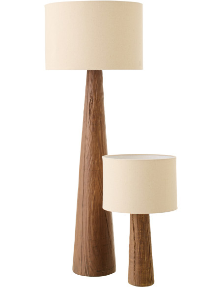 Lampadaire sur pied style ethnique chic H 102 cm Céramique Marron foncé Effet bois Tissu Beige Tevera 