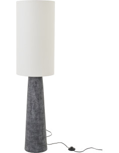 Lampadaire sur pied minimaliste style africain H 144 cm Fibre de verre Noir Lin Blanc Gravora 