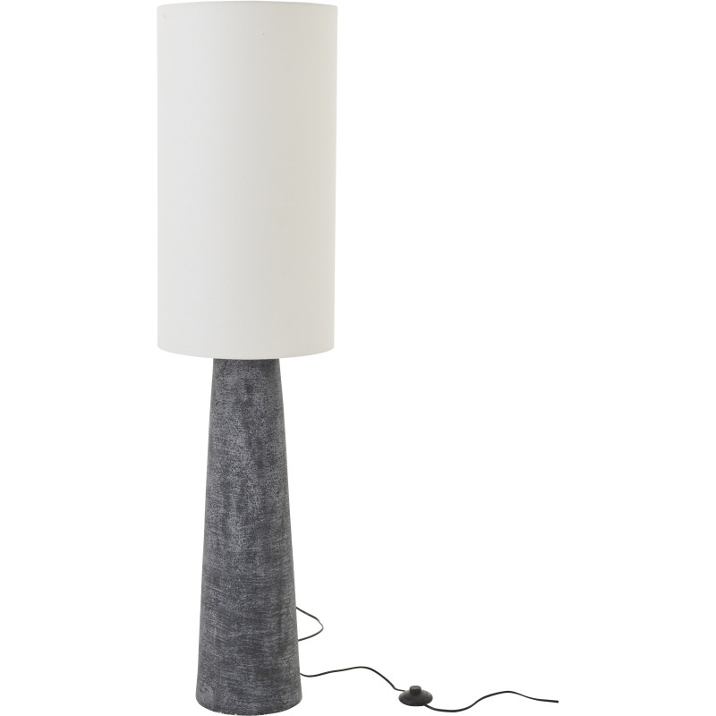 Lampadaire sur pied minimaliste style africain H 144 cm Fibre de verre Noir Lin Blanc Gravora 