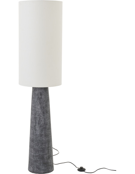Lampadaire sur pied minimaliste style africain H 144 cm Fibre de verre Noir Lin Blanc Gravora 