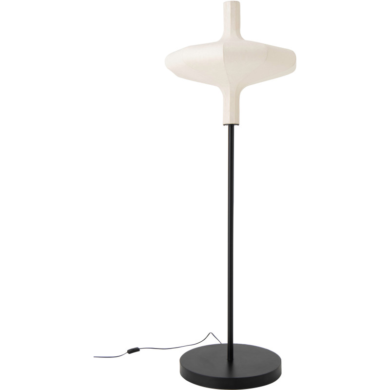 Lampadaire sur pied design Japandi Chic H 160 cm Papier Naturel Métal Noir Orbika 