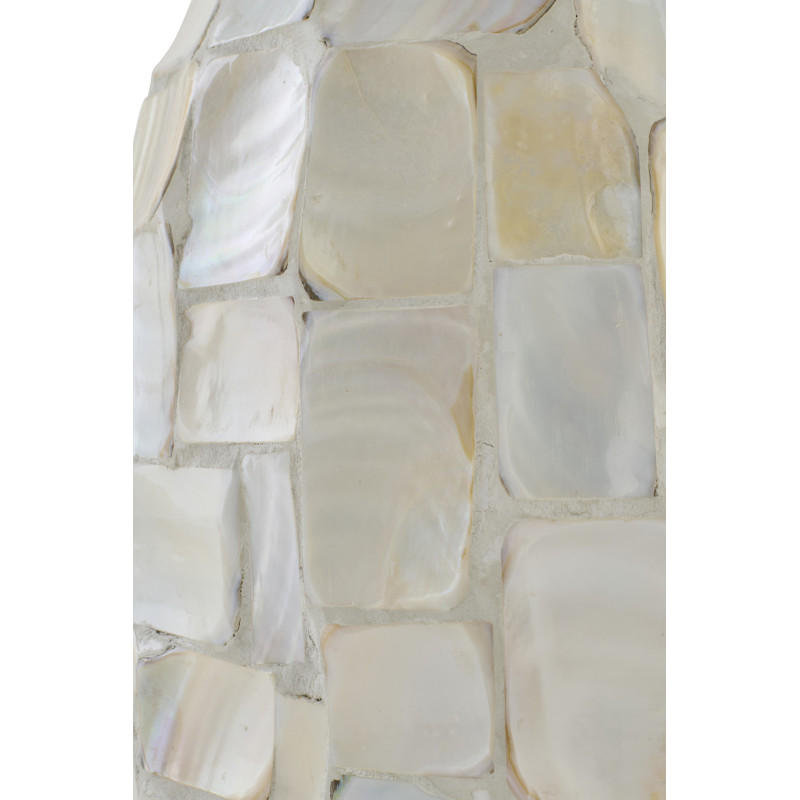 Lampadaire sur pied bord de mer H 156 cm Coquillage Blanc Effet nacré Lin Beige Métal Doré Nacrisa 