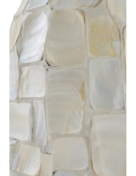 Lampadaire sur pied bord de mer H 156 cm Coquillage Blanc Effet nacré Lin Beige Métal Doré Nacrisa 