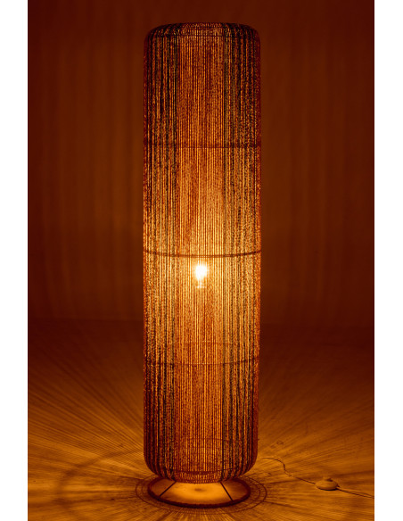 Lampadaire sur pied bohème cylindre H 138 cm Corde Naturel Turquoise Tressé Métal Linéora 